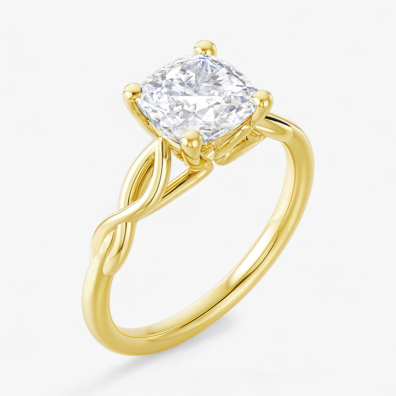 The Elegant Twisted Solitaire Engagement Ring | Cushion