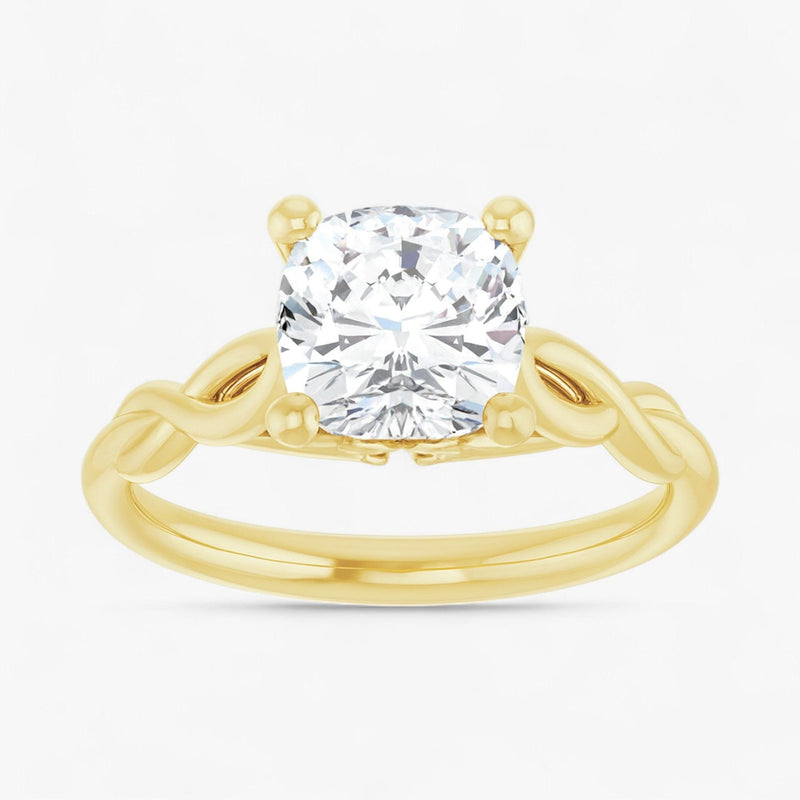 The Elegant Twisted Solitaire Engagement Ring | Cushion