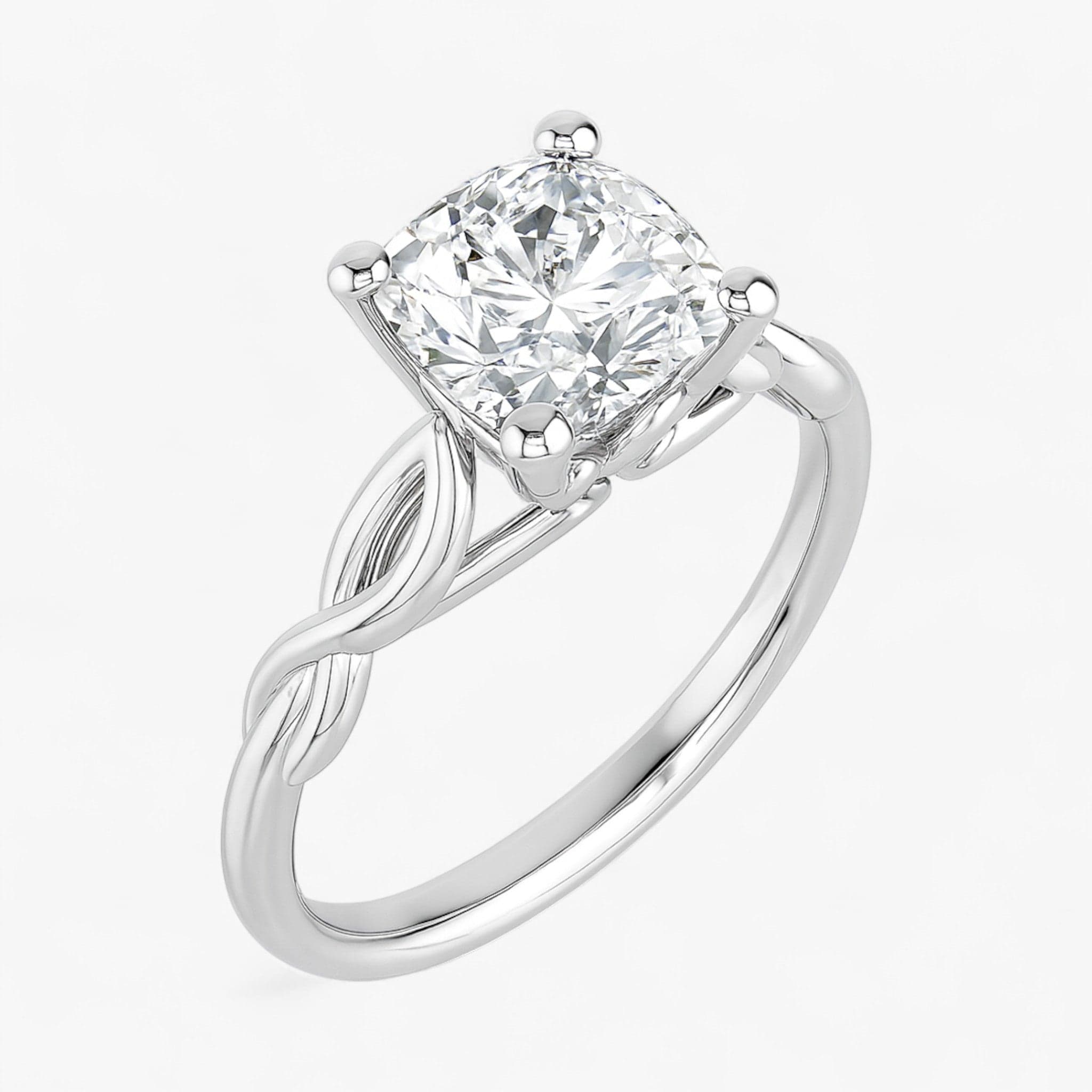 The Elegant Twisted Solitaire Engagement Ring | Cushion