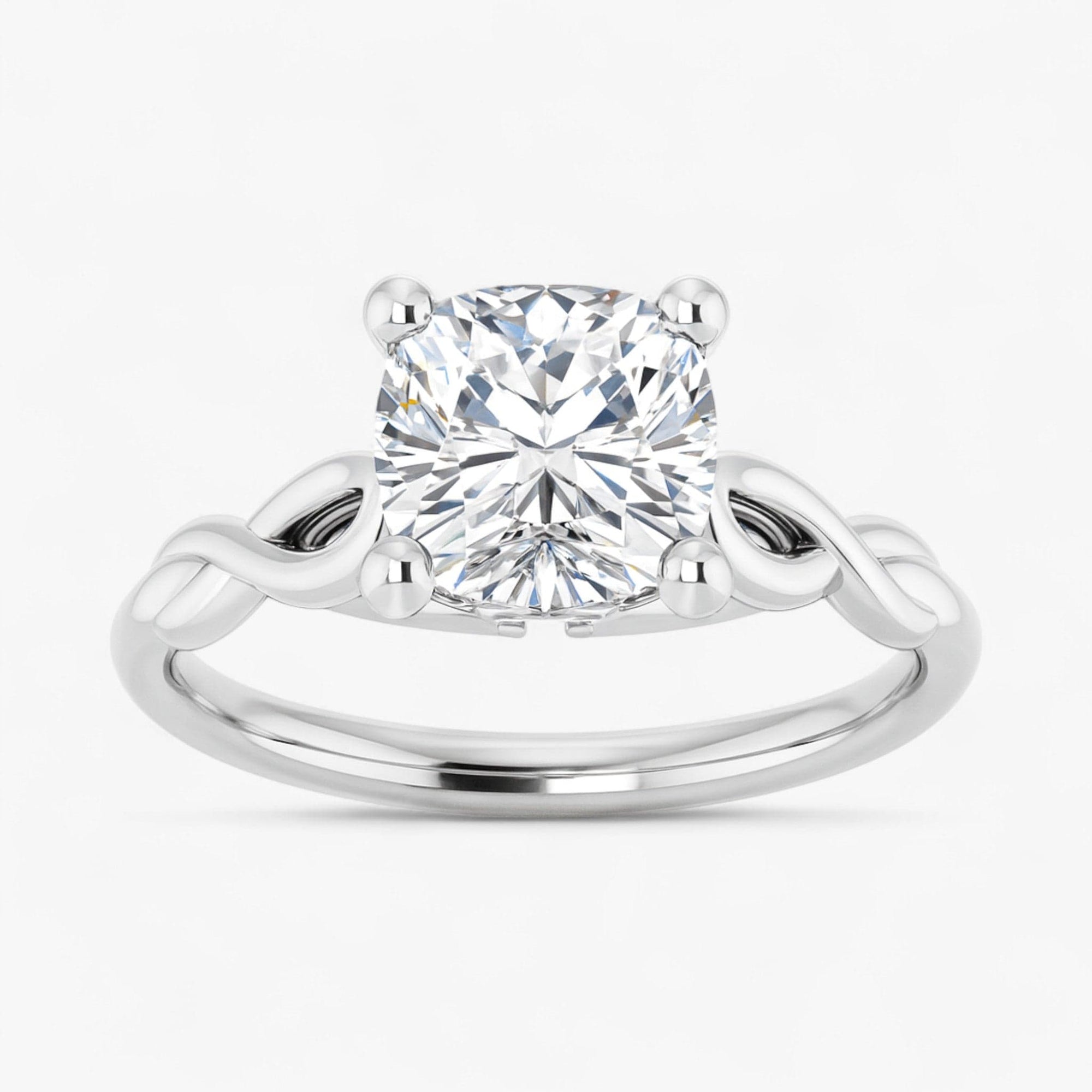 The Elegant Twisted Solitaire Engagement Ring | Cushion