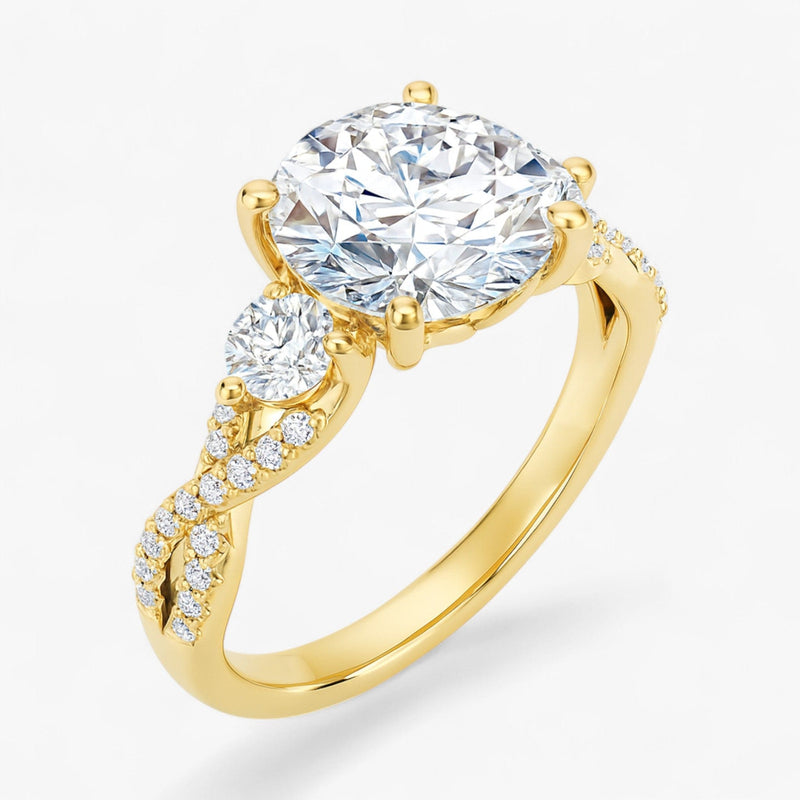 The Iconic 3-Stone Twisted Engagement Ring | Round