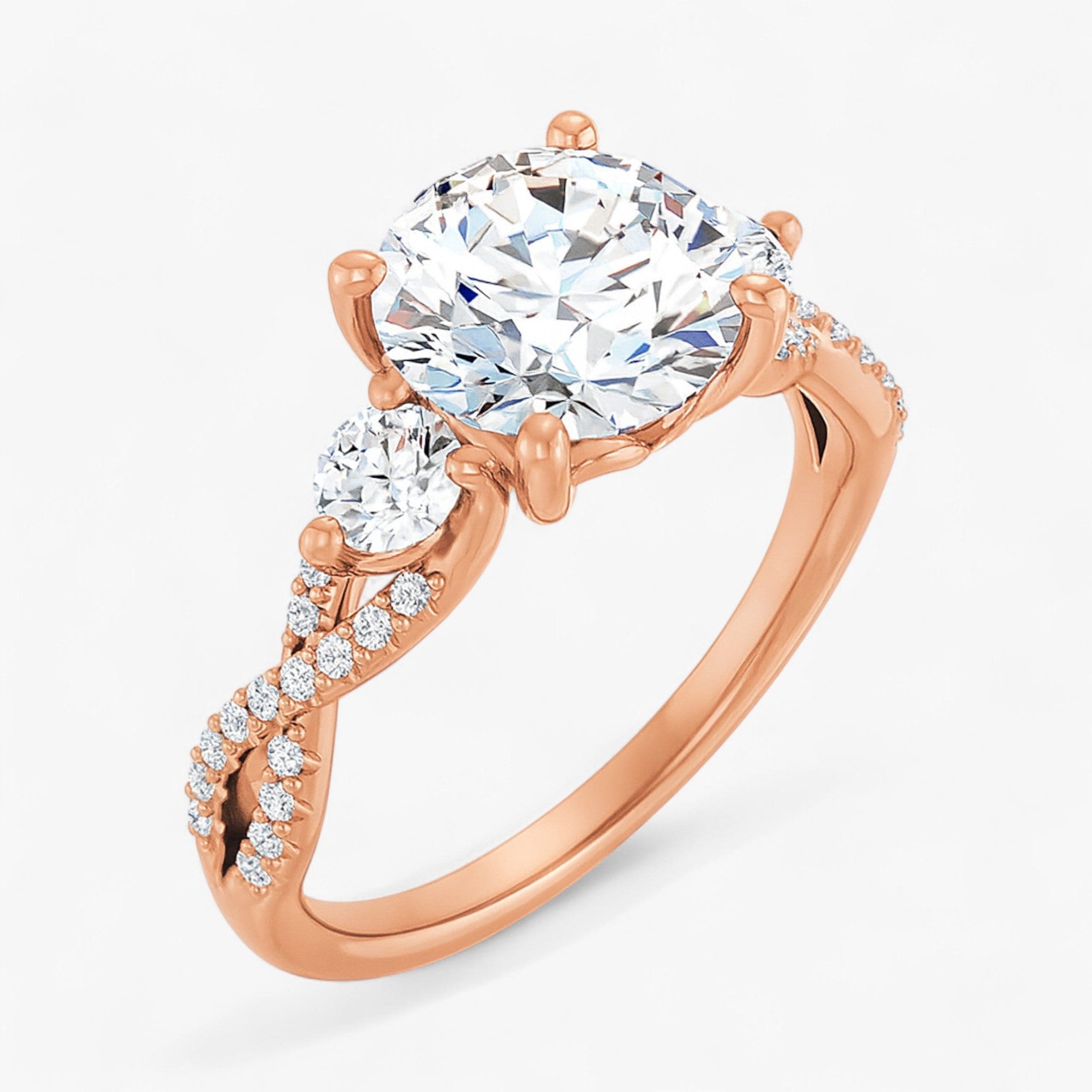The Iconic 3-Stone Twisted Engagement Ring | Round