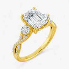 The Iconic 3-Stone Twisted Engagement Ring | Emerald