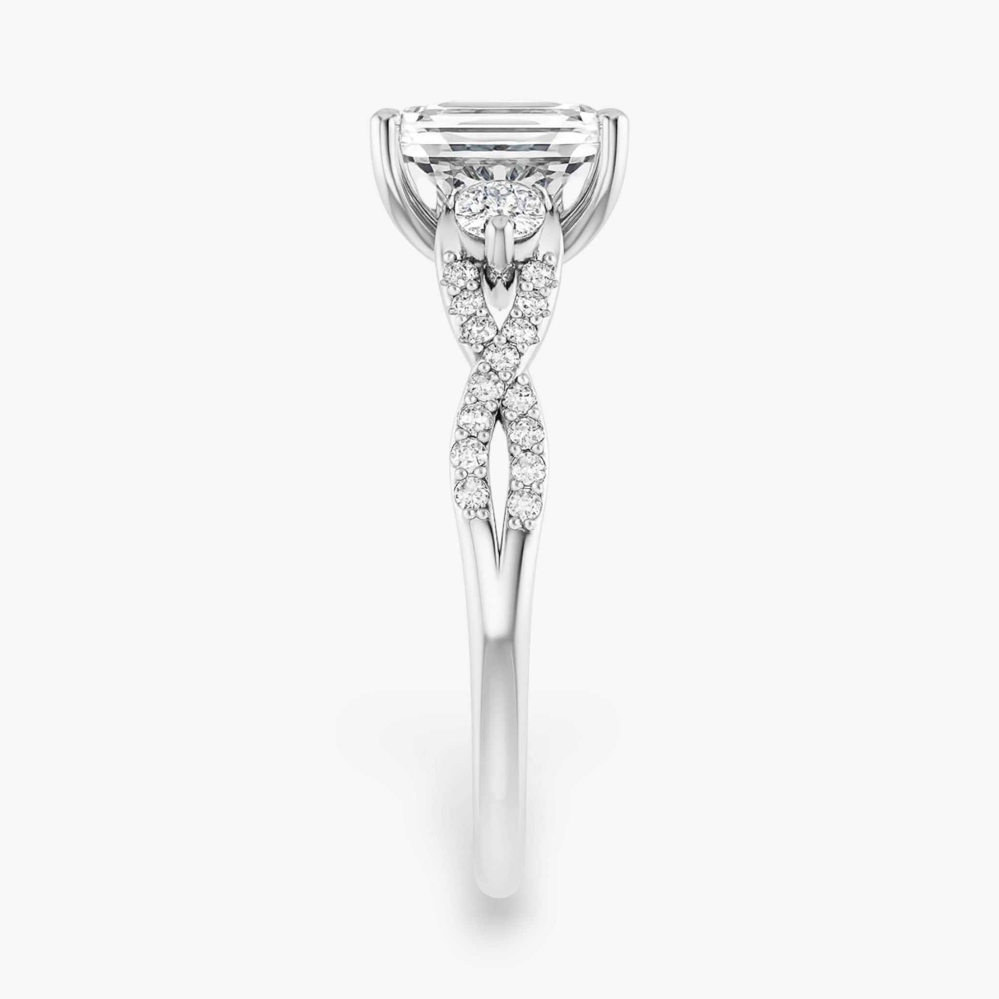 The Iconic 3-Stone Twisted Engagement Ring | Emerald