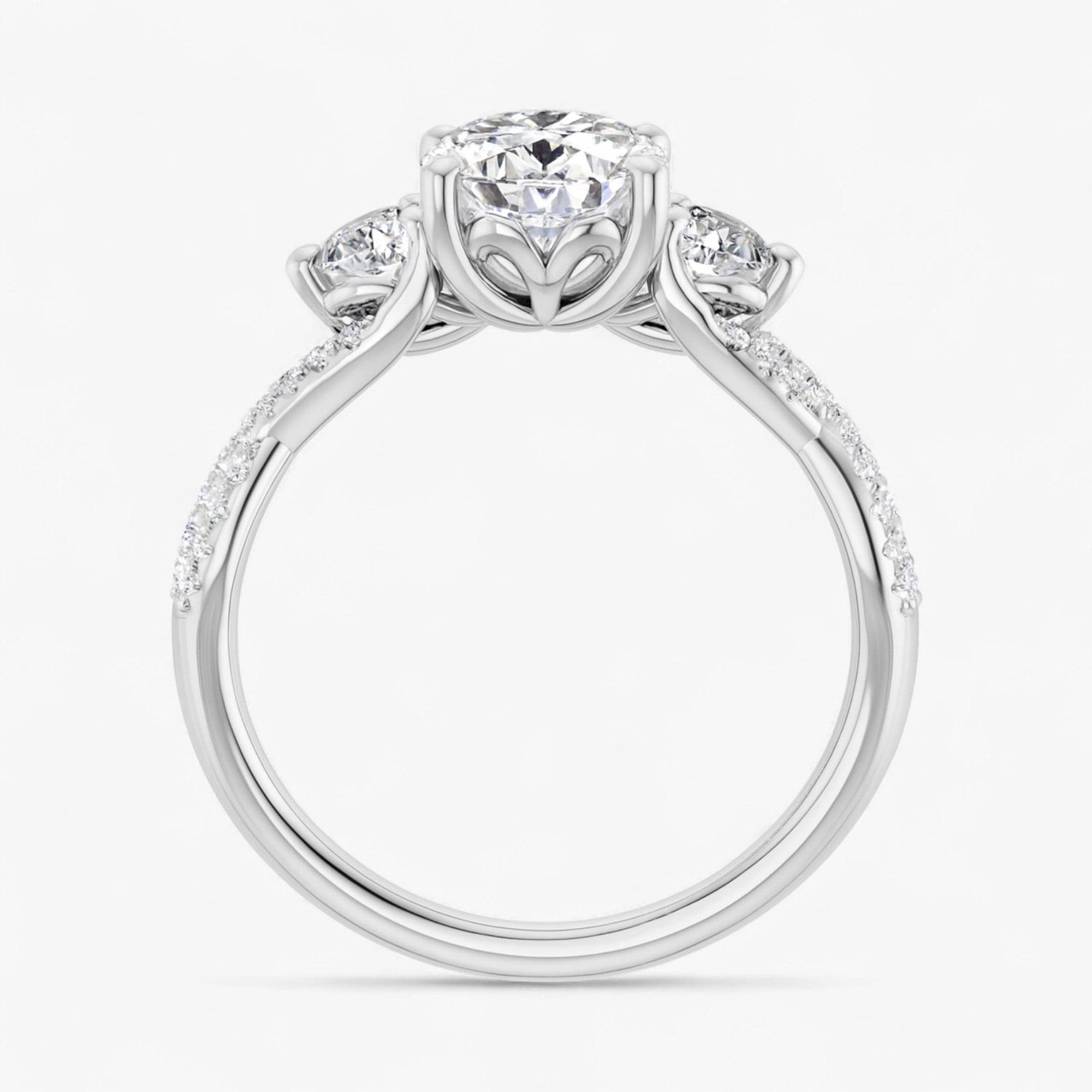 The Iconic 3-Stone Twisted Engagement Ring | Oval