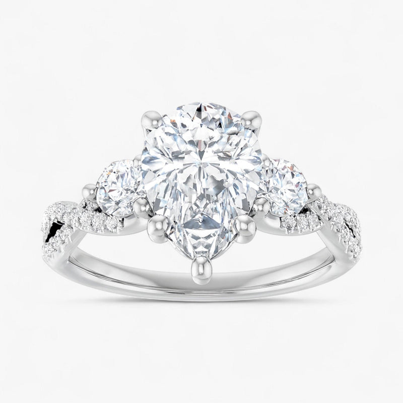 The Iconic 3-Stone Twisted Engagement Ring | Pear