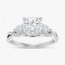 The Iconic 3-Stone Twisted Engagement Ring | Cushion
