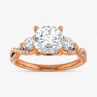 The Iconic 3-Stone Twisted Engagement Ring | Cushion