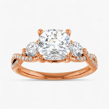 The Iconic 3-Stone Twisted Engagement Ring | Cushion