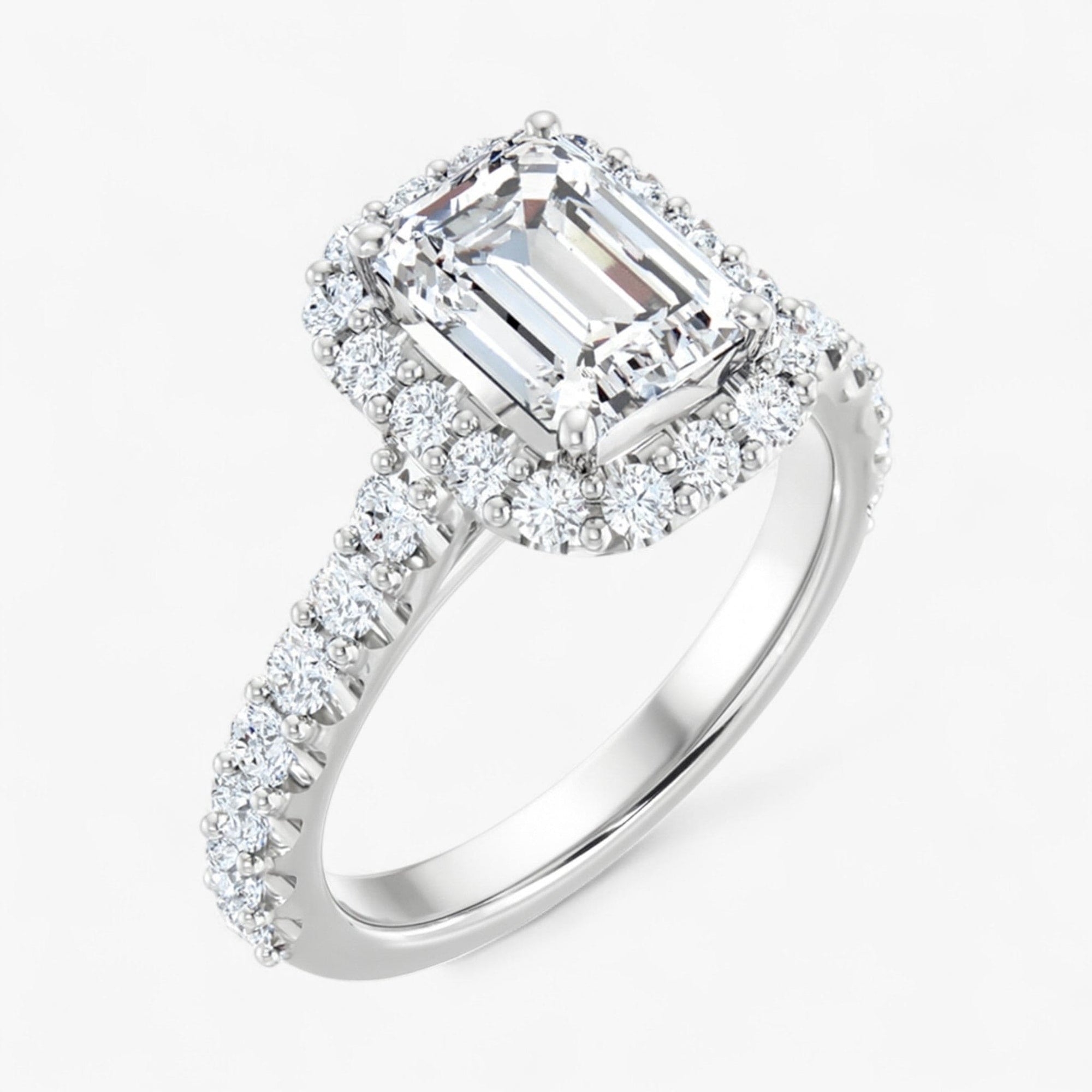 The Iconic Pavé Halo Engagement Ring | Emerald