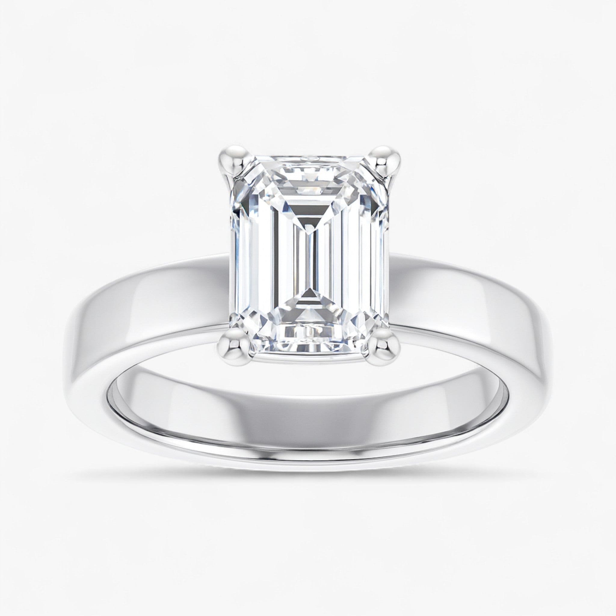 The Cigar Band Solitaire Engagement Ring | Emerald