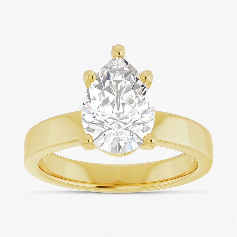 The Cigar Band Solitaire Engagement Ring | Pear
