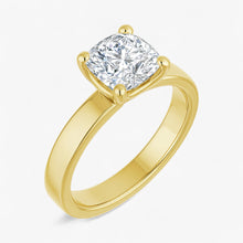 The Cigar Band Solitaire Engagement Ring | Cushion