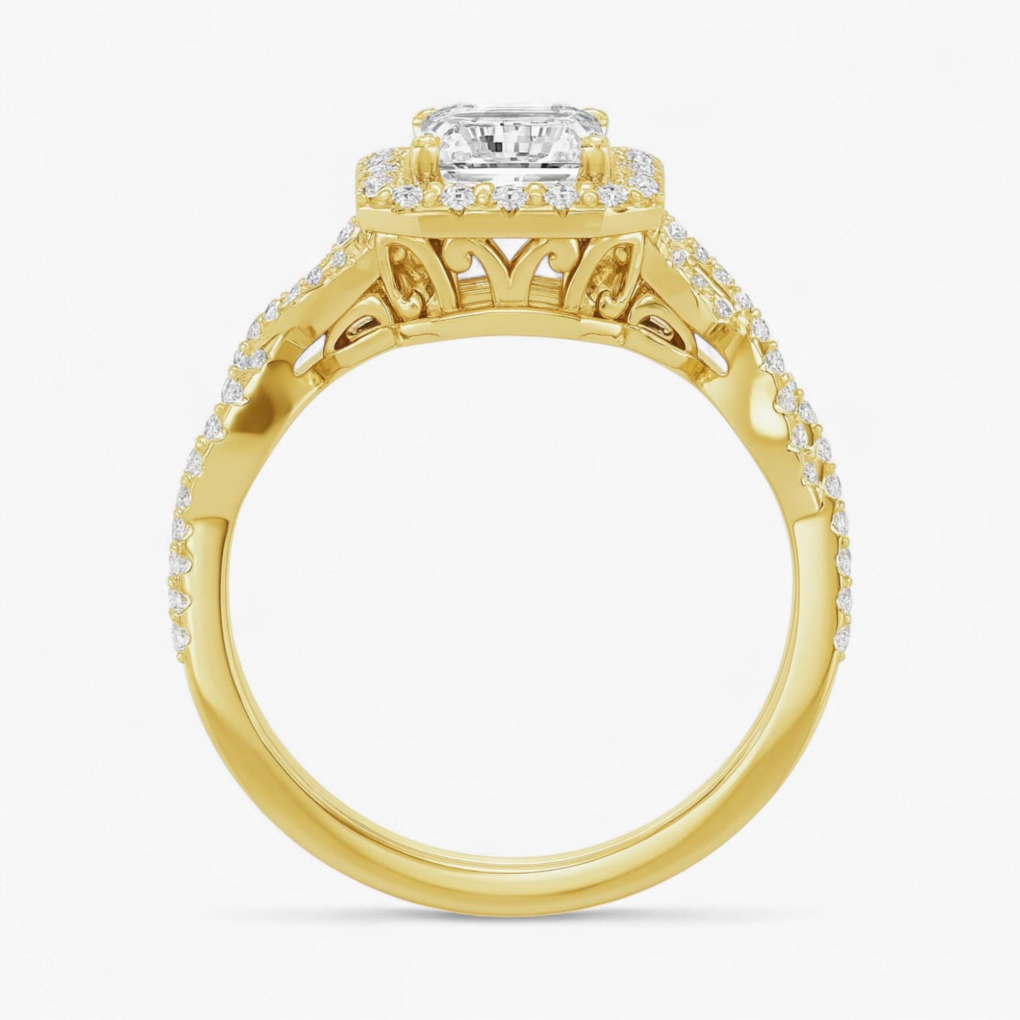The Iconic Twisted Halo Engagement Ring | Emerald