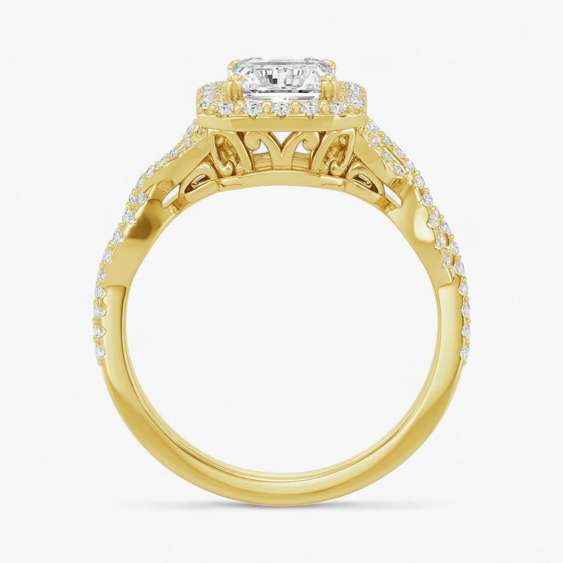The Iconic Twisted Halo Engagement Ring | Emerald