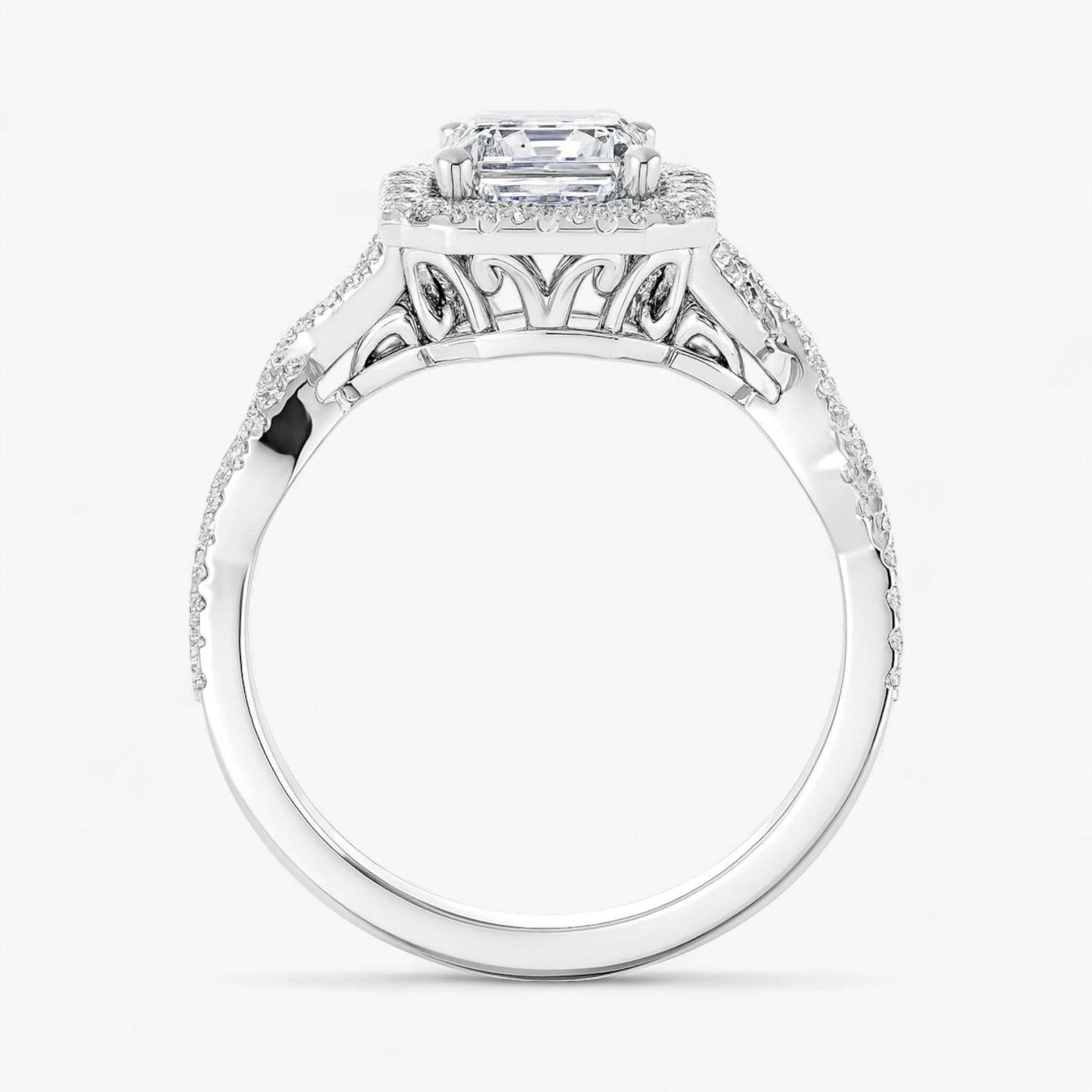 The Iconic Twisted Halo Engagement Ring | Emerald