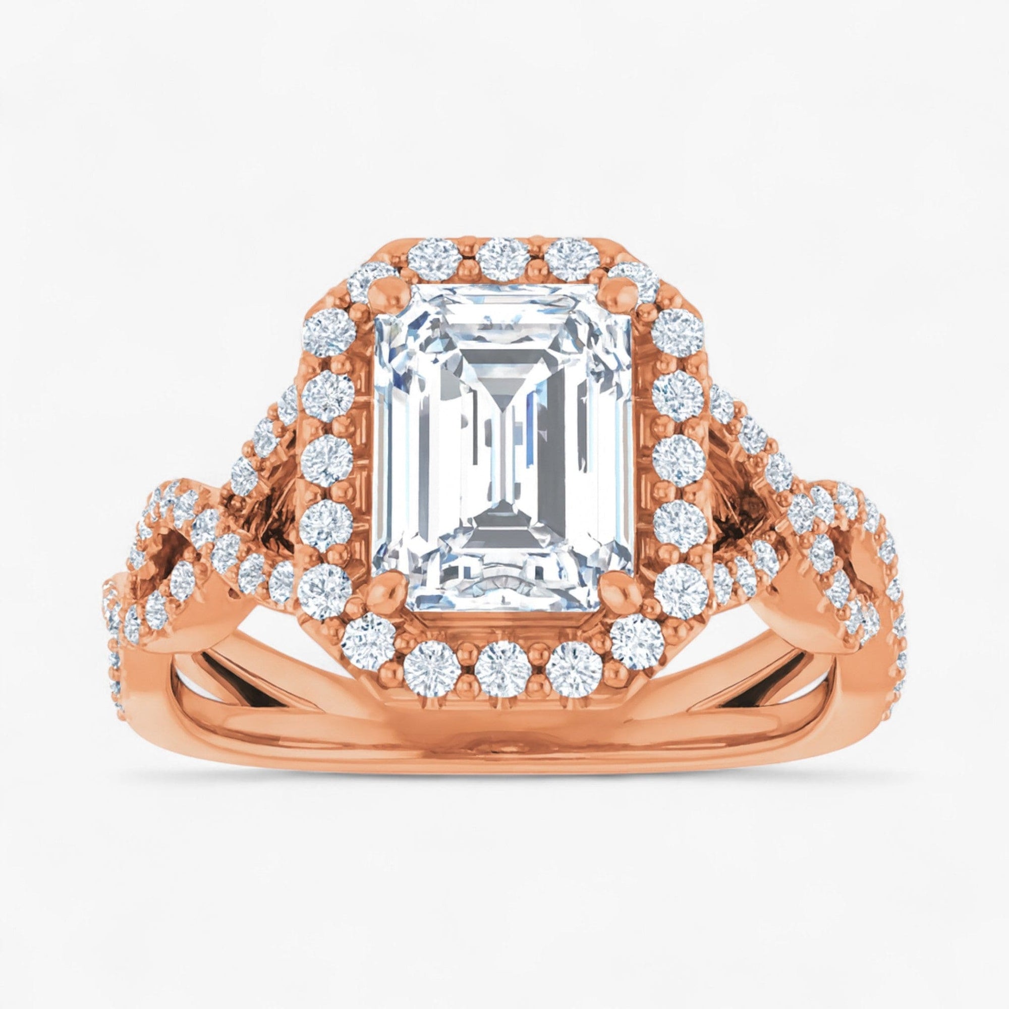 The Iconic Twisted Halo Engagement Ring | Emerald