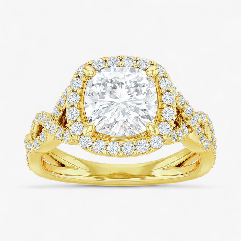 The Iconic Twisted Halo Engagement Ring | Cushion