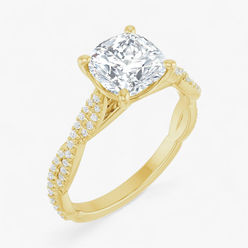 The Timeless Twisted Pavé Engagement Ring | Cushion