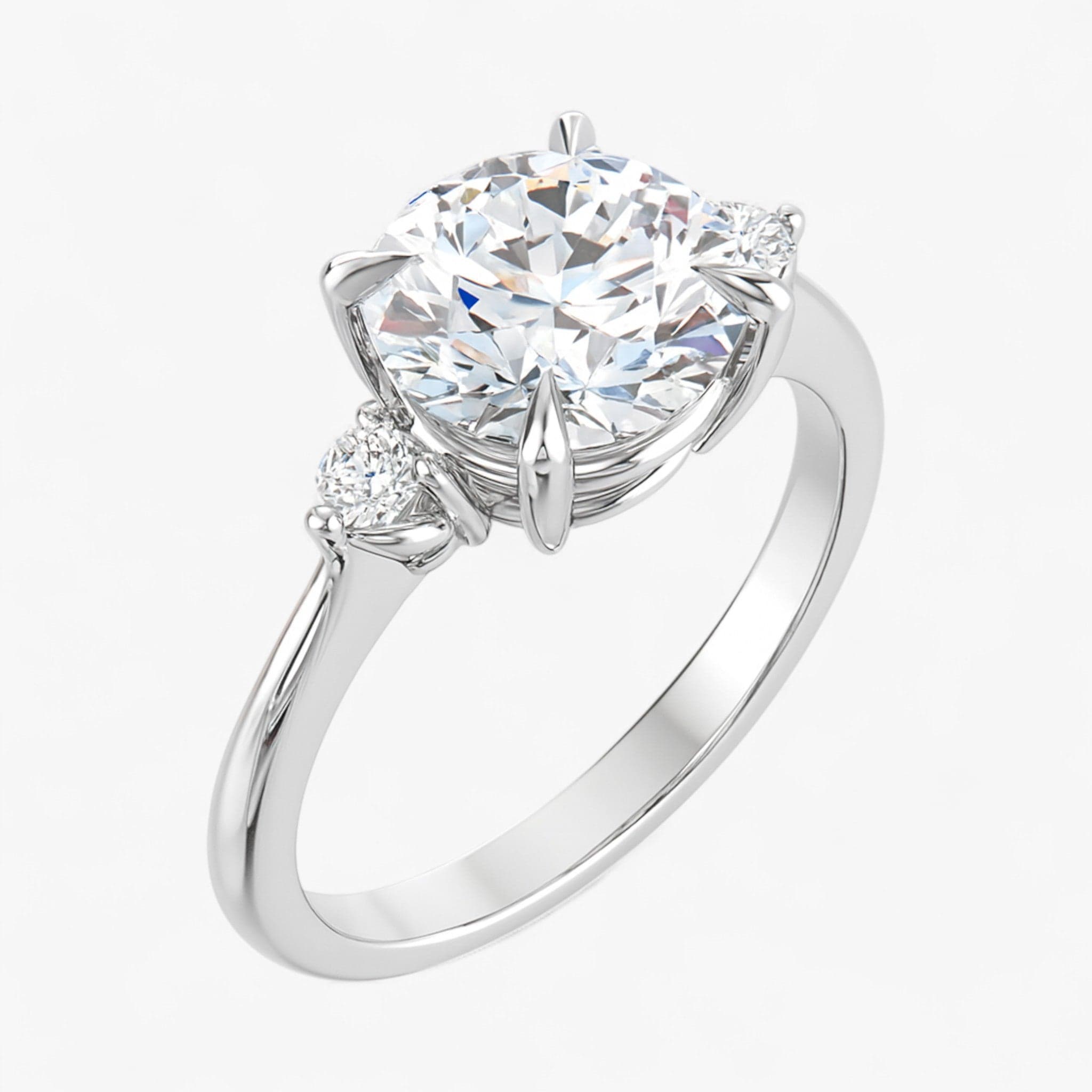 The Signature Side Stone Engagement Ring | Round