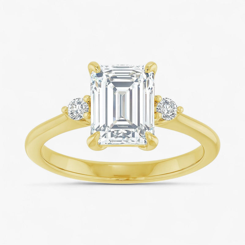 The Signature Side Stone Engagement Ring | Emerald