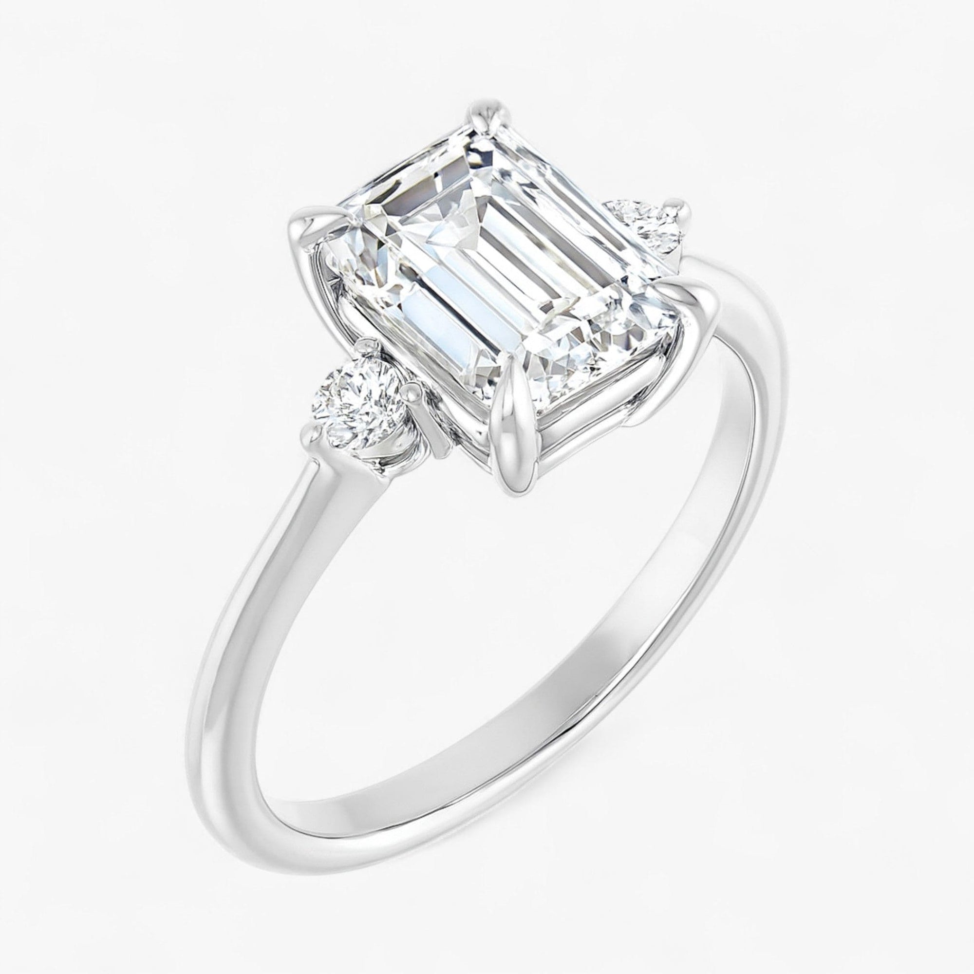 The Signature Side Stone Engagement Ring | Emerald