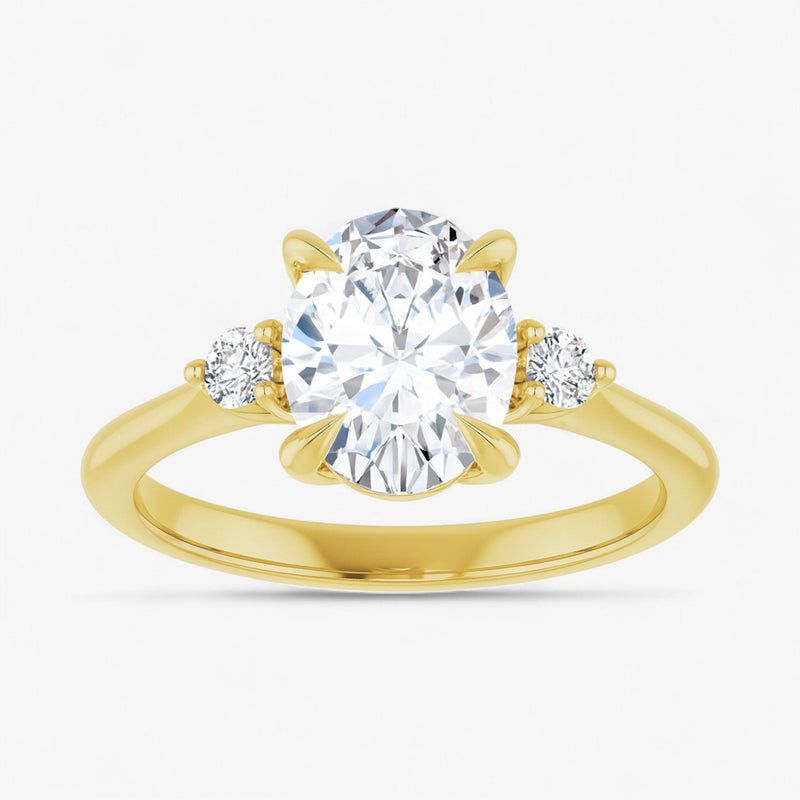 The Signature Side Stone Engagement Ring | Oval