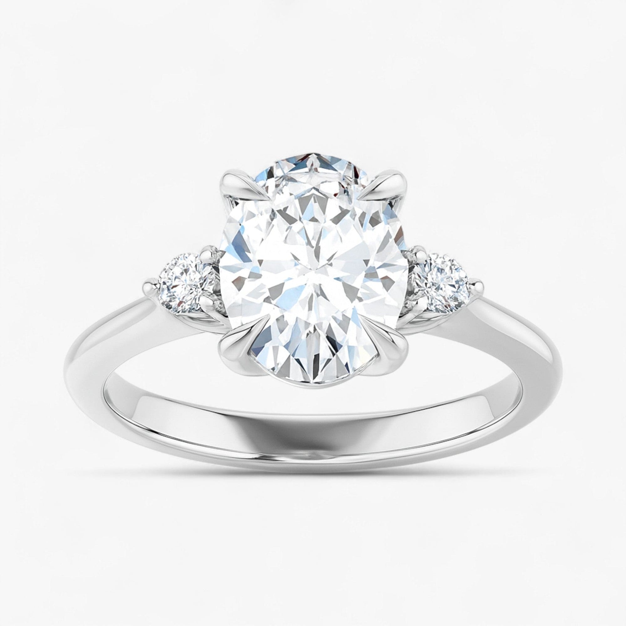 The Signature Side Stone Engagement Ring | Oval