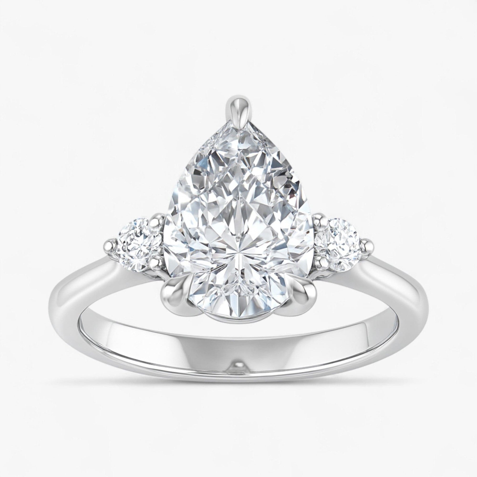 The Signature Side Stone Engagement Ring | Pear