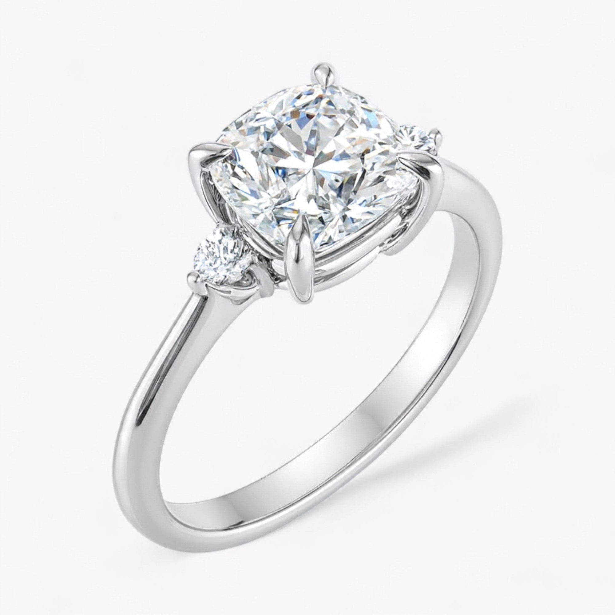 The Signature Side Stone Engagement Ring | Cushion