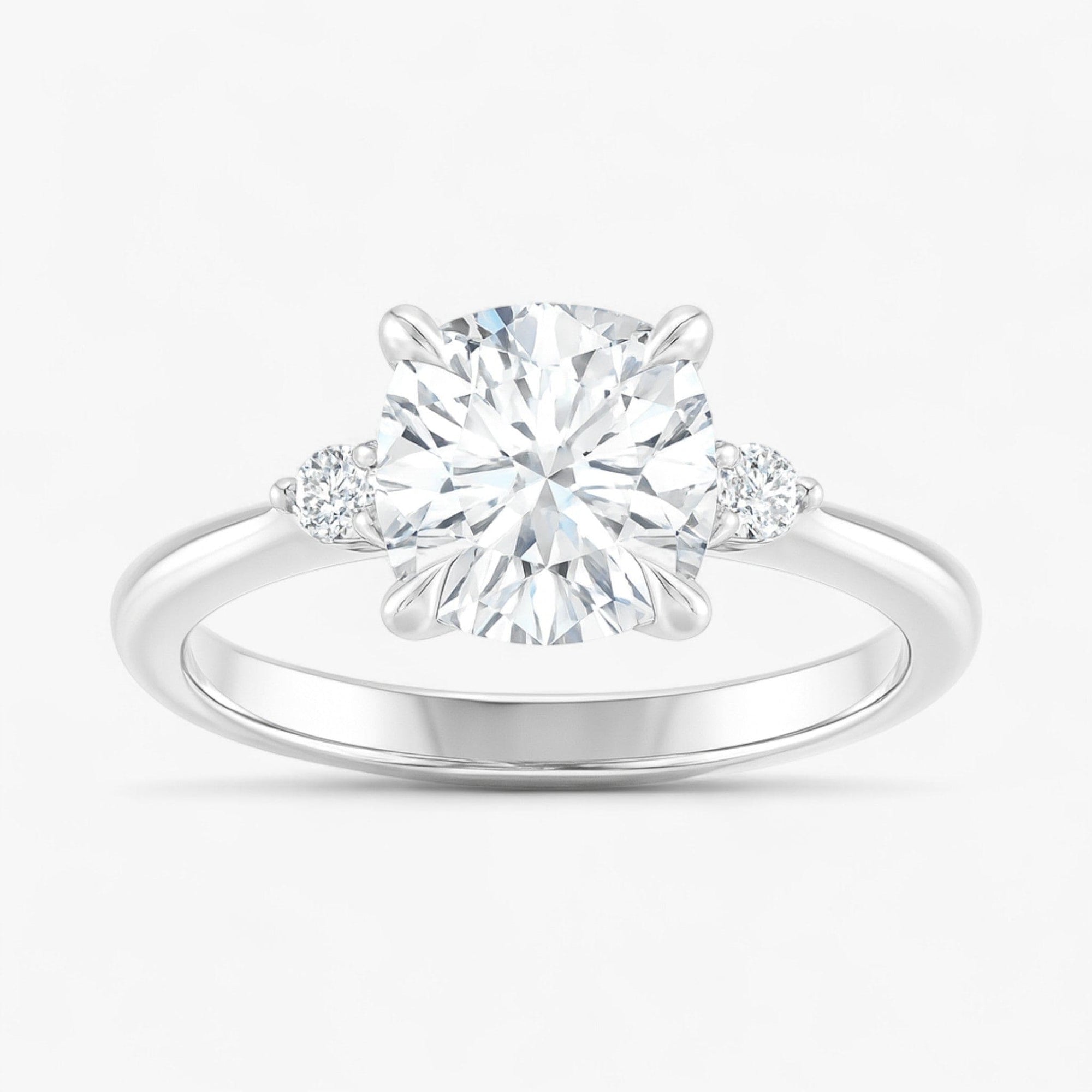 The Signature Side Stone Engagement Ring | Cushion