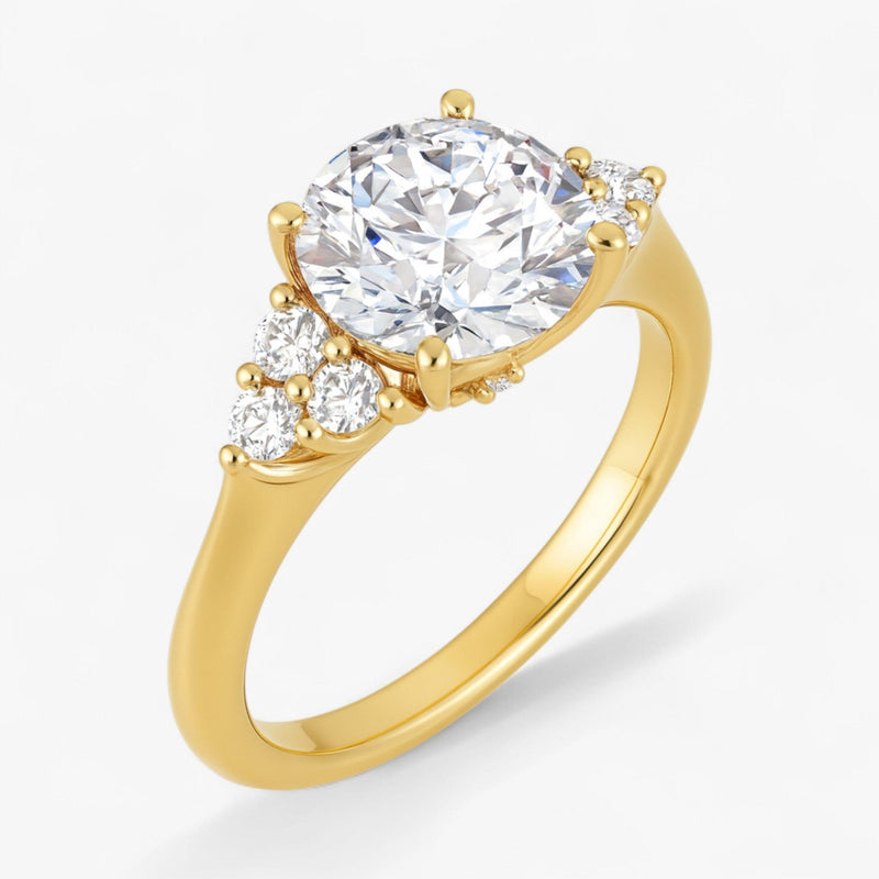 The Side Cluster Engagement Ring | Round