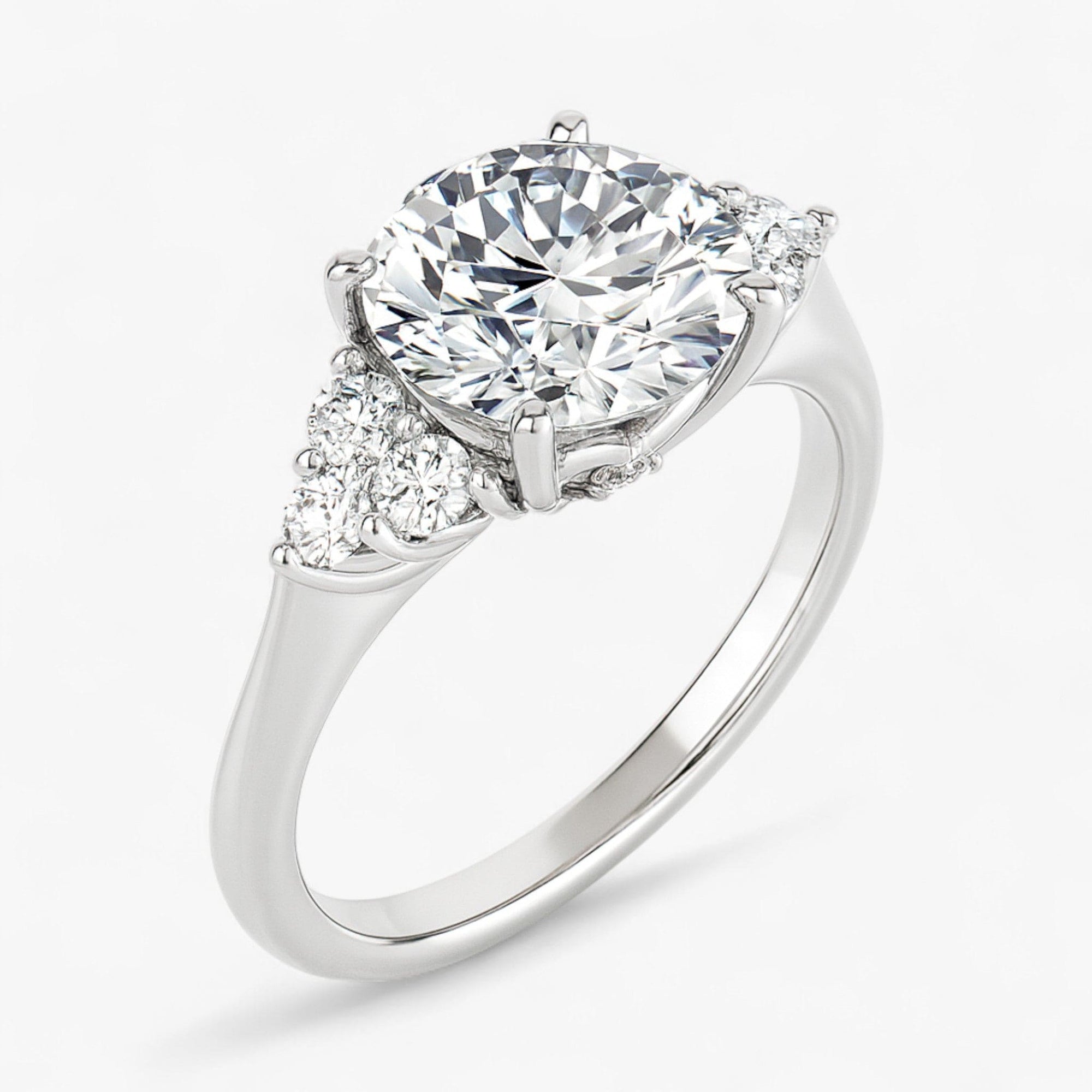 The Side Cluster Engagement Ring | Round