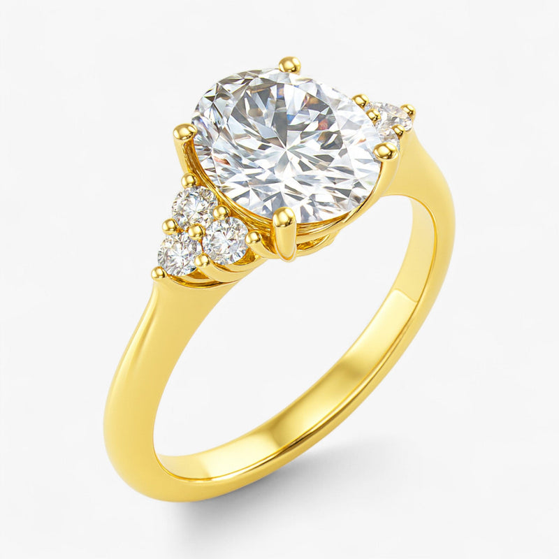 The Side Cluster Engagement Ring | Oval