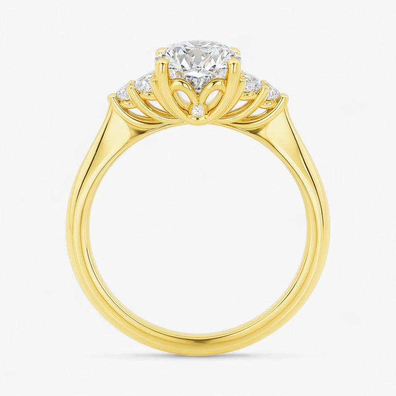 The Side Cluster Engagement Ring | Oval