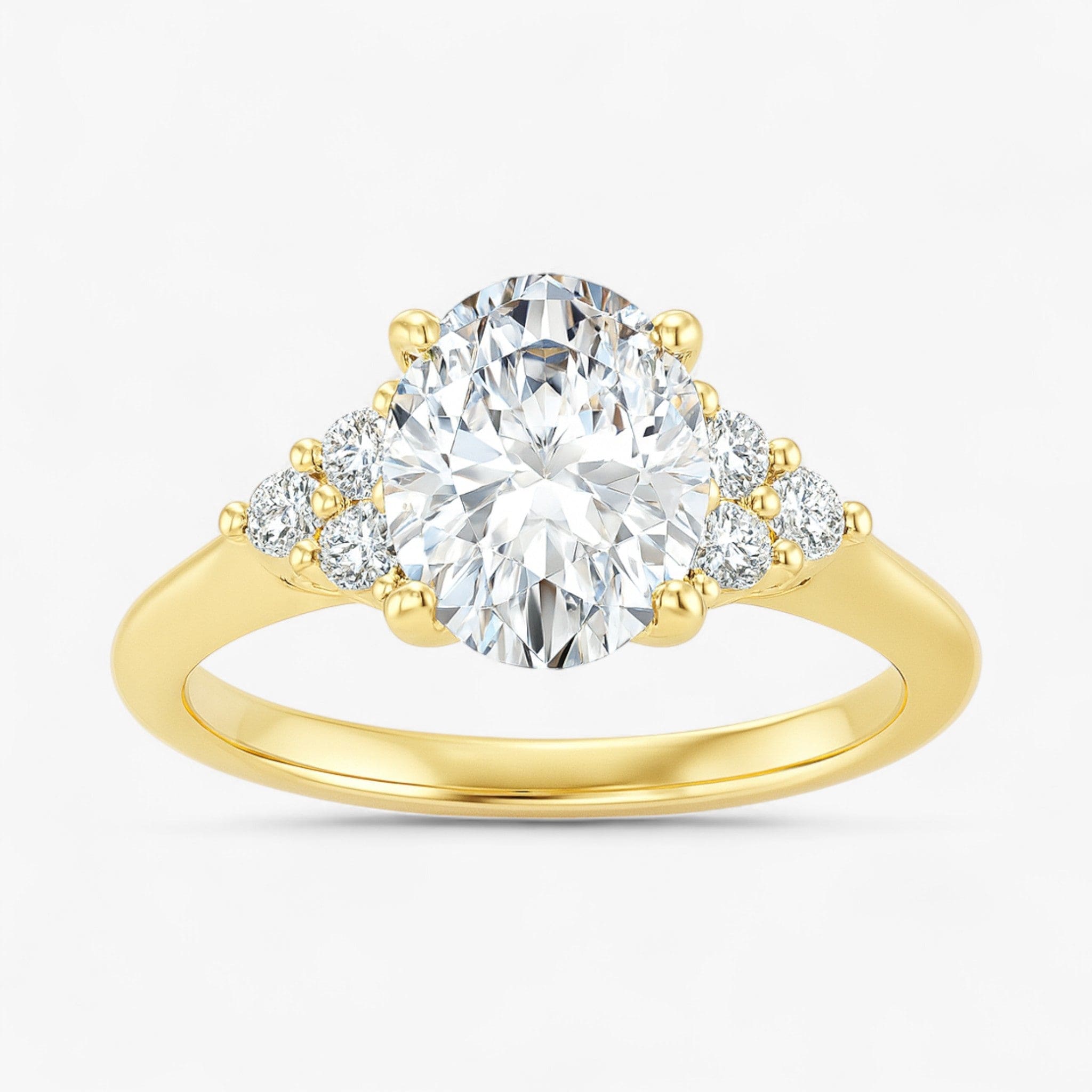The Side Cluster Engagement Ring | Oval