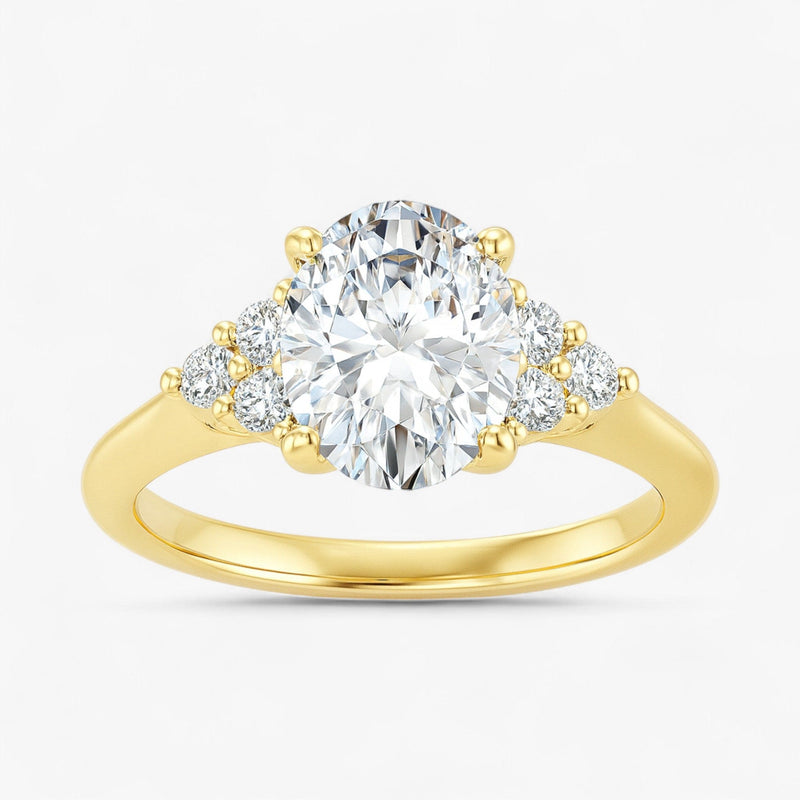 The Side Cluster Engagement Ring | Oval