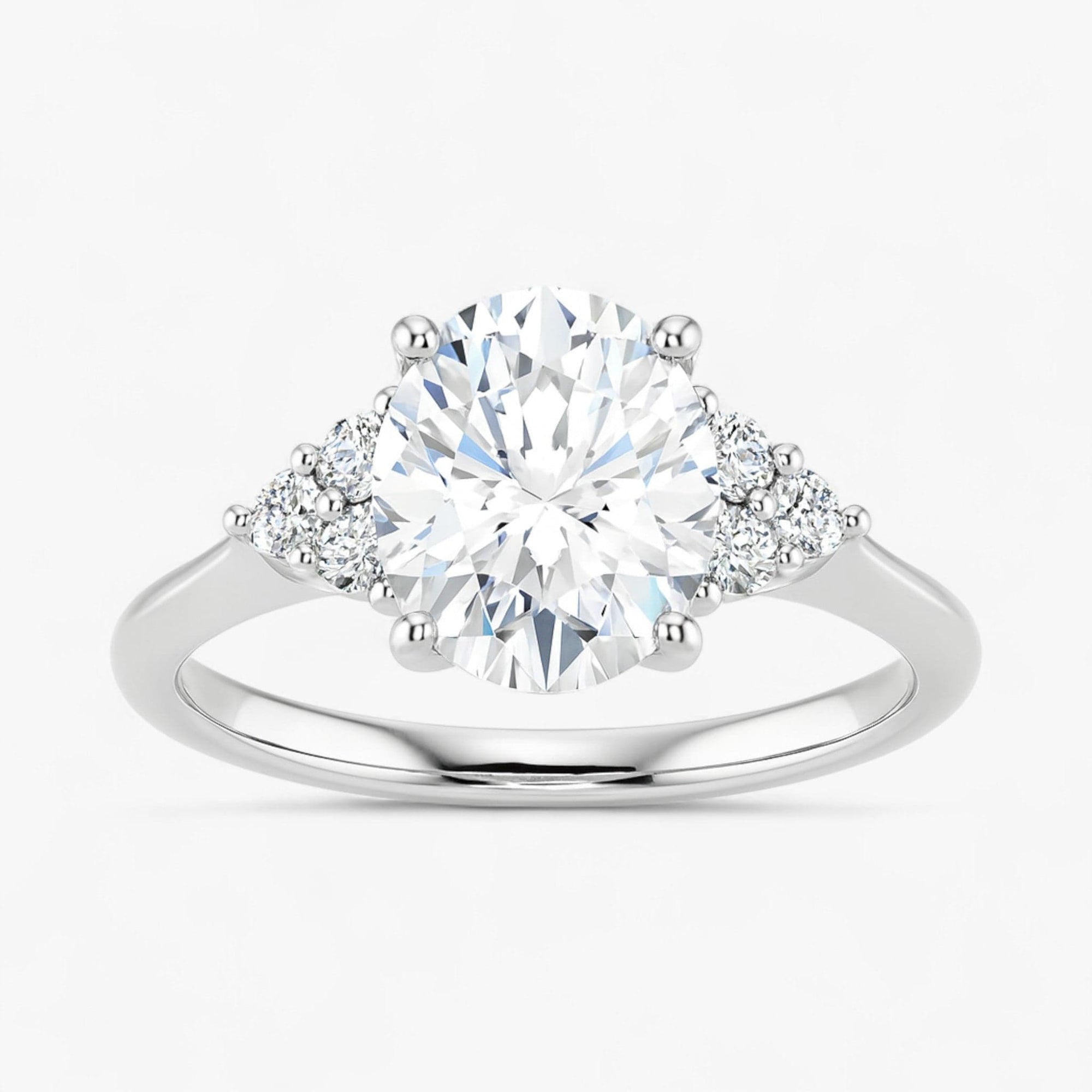 The Side Cluster Engagement Ring | Oval