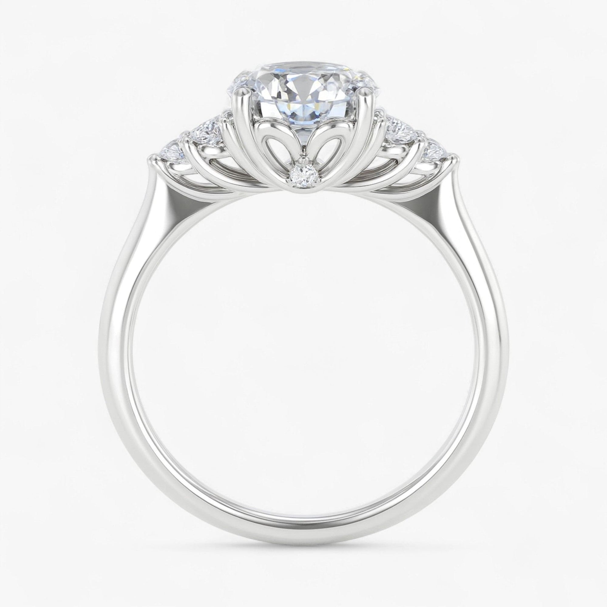 The Side Cluster Engagement Ring | Oval