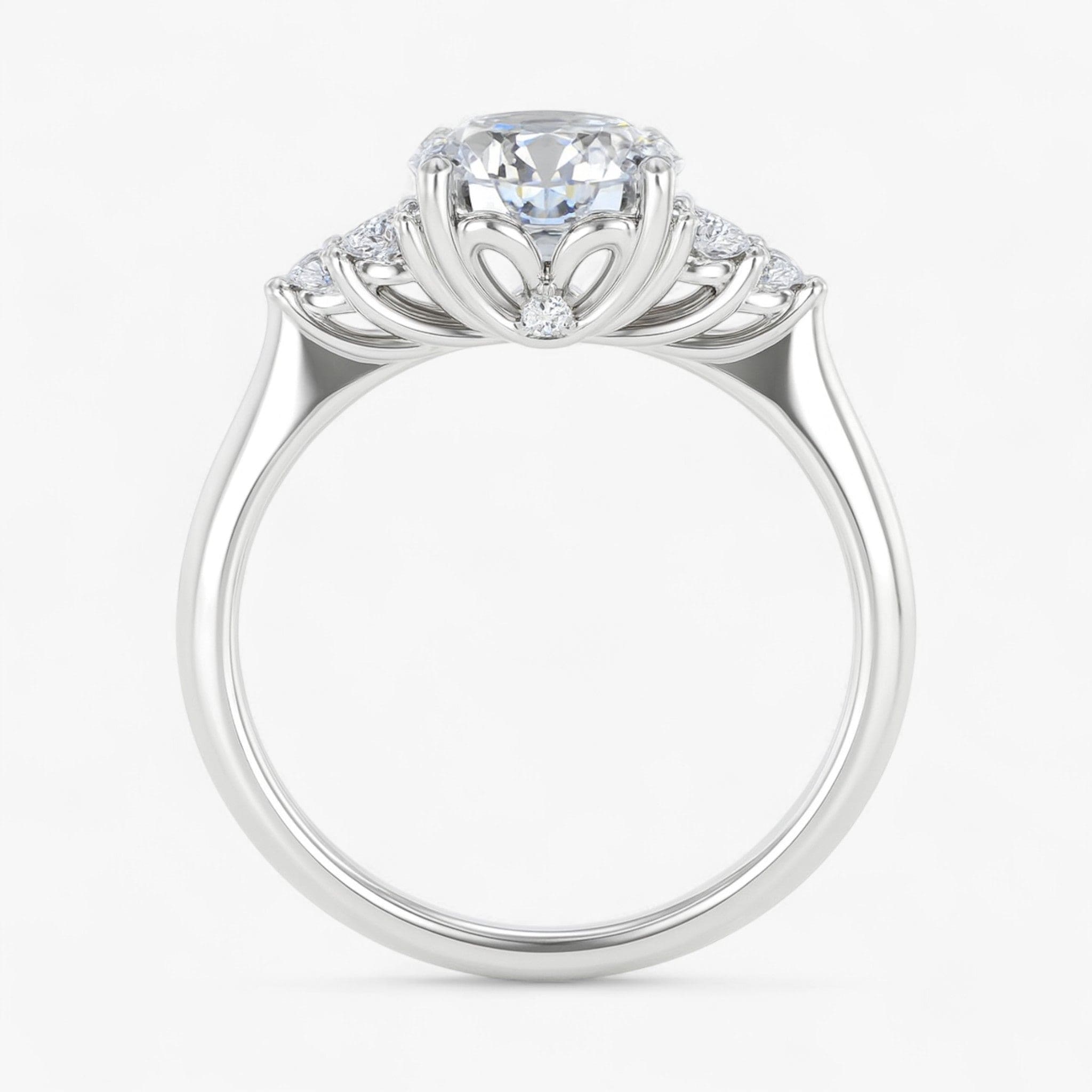 The Side Cluster Engagement Ring | Oval