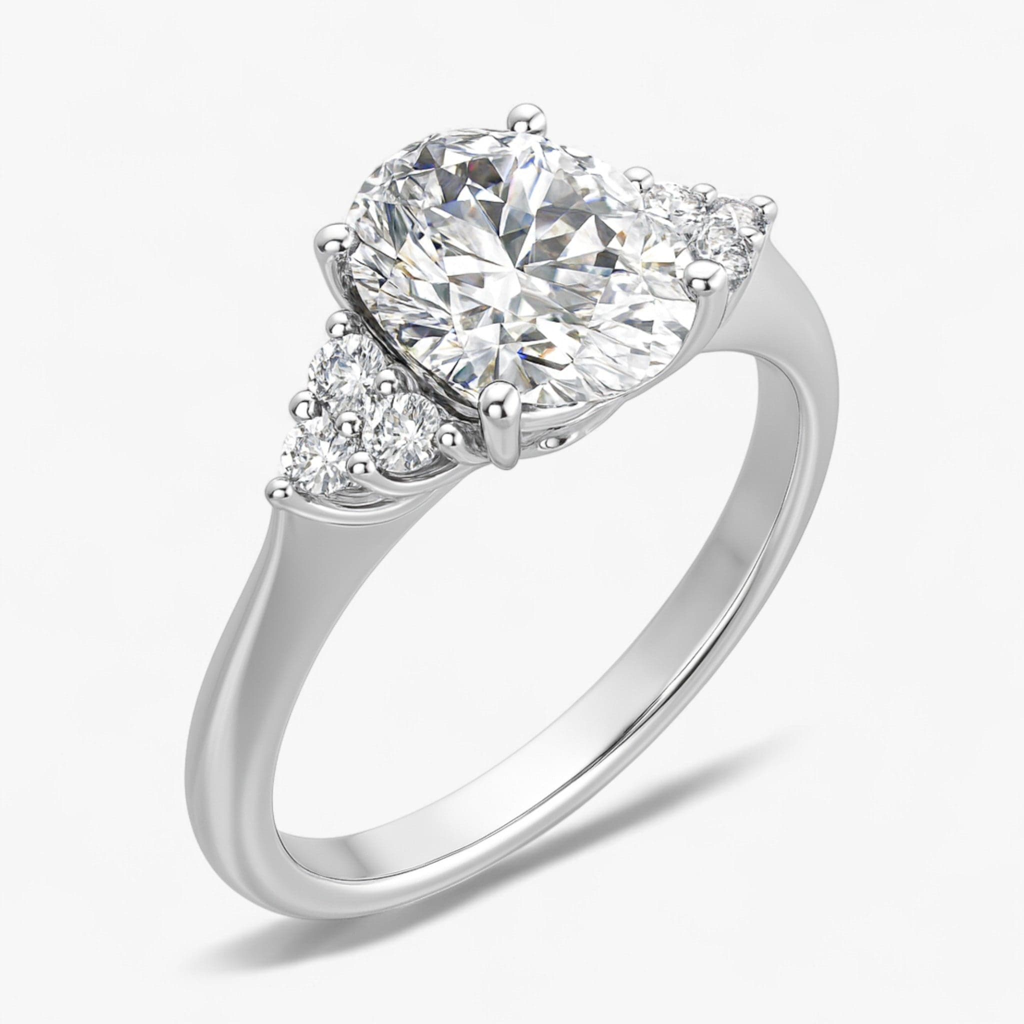 The Side Cluster Engagement Ring | Oval