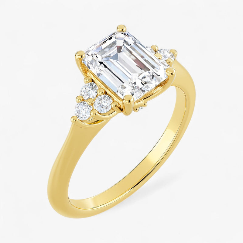 The Side Cluster Engagement Ring | Emerald
