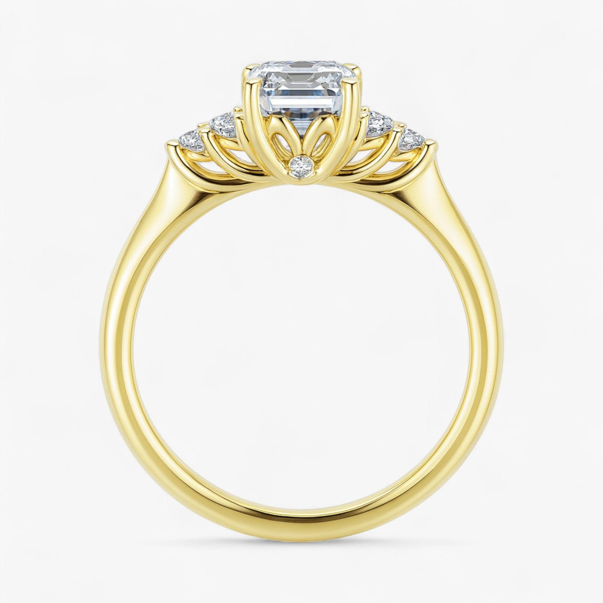 The Side Cluster Engagement Ring | Emerald