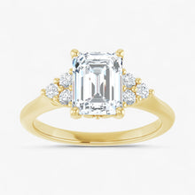 The Side Cluster Engagement Ring | Emerald