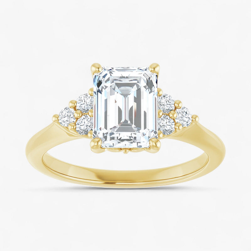 The Side Cluster Engagement Ring | Emerald