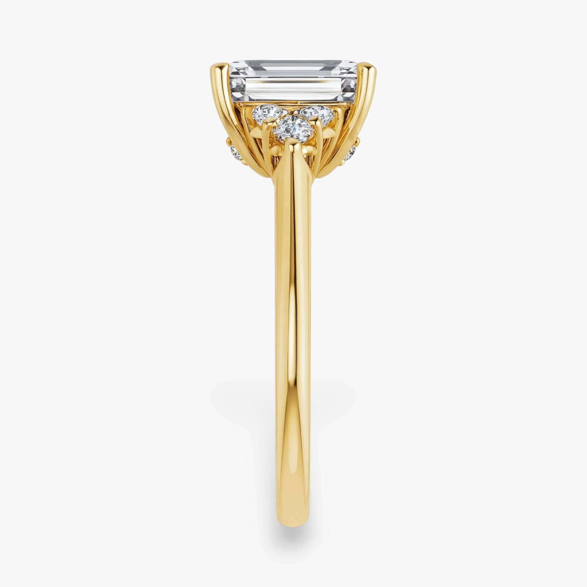 The Side Cluster Engagement Ring | Emerald