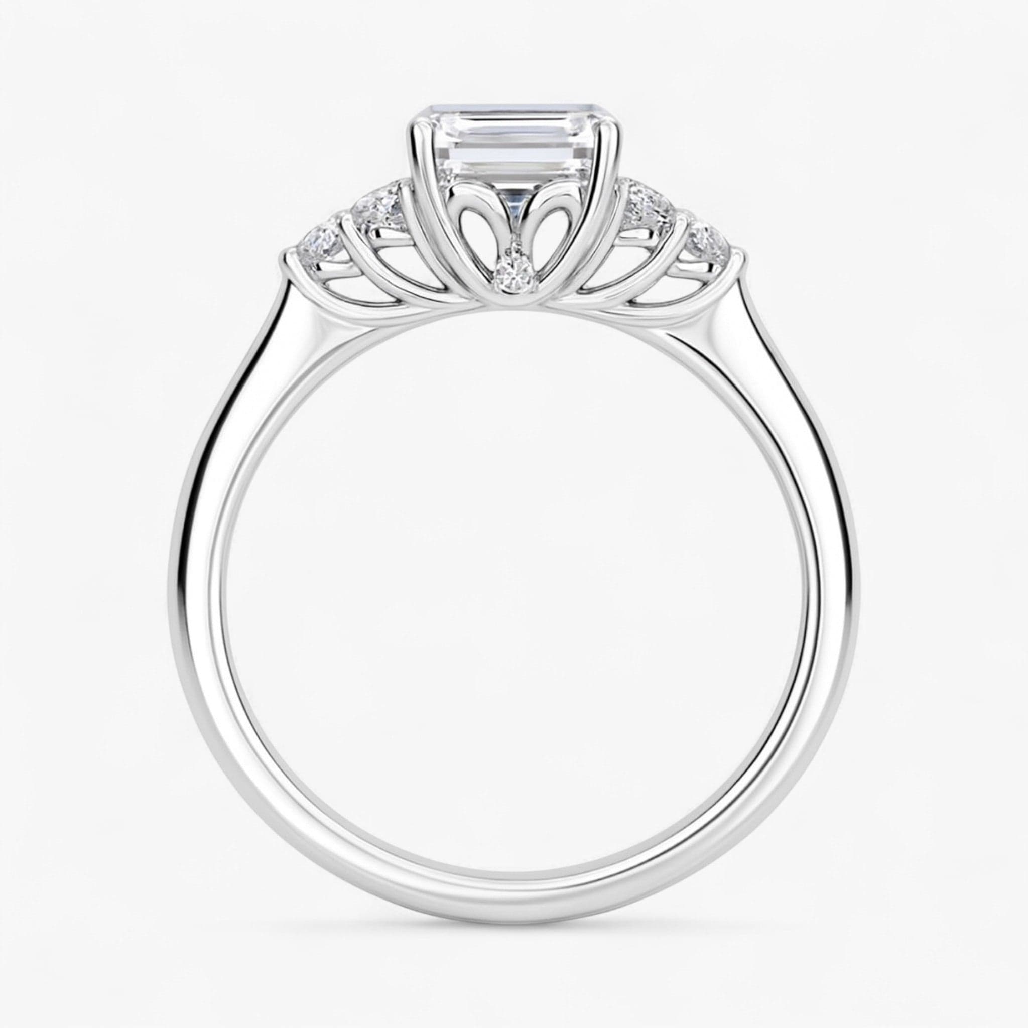The Side Cluster Engagement Ring | Emerald