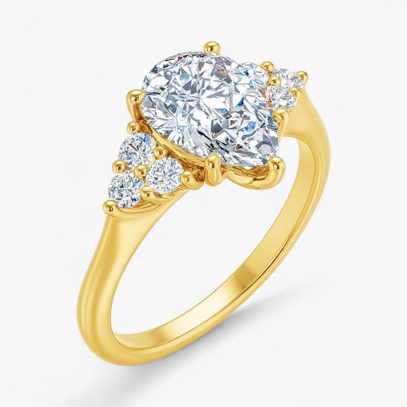 The Side Cluster Engagement Ring | Pear