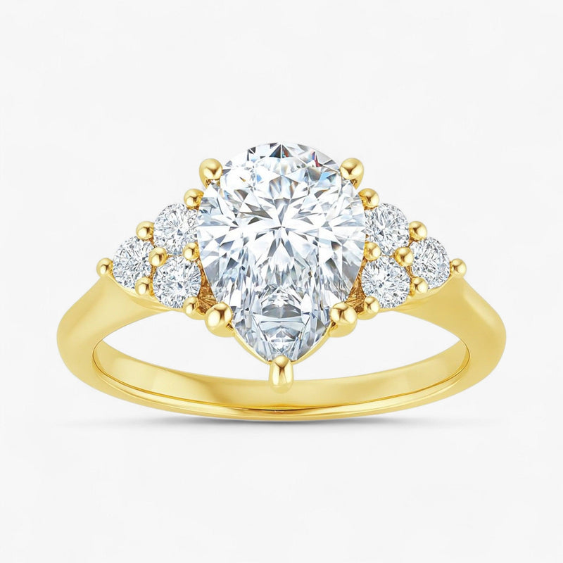 The Side Cluster Engagement Ring | Pear