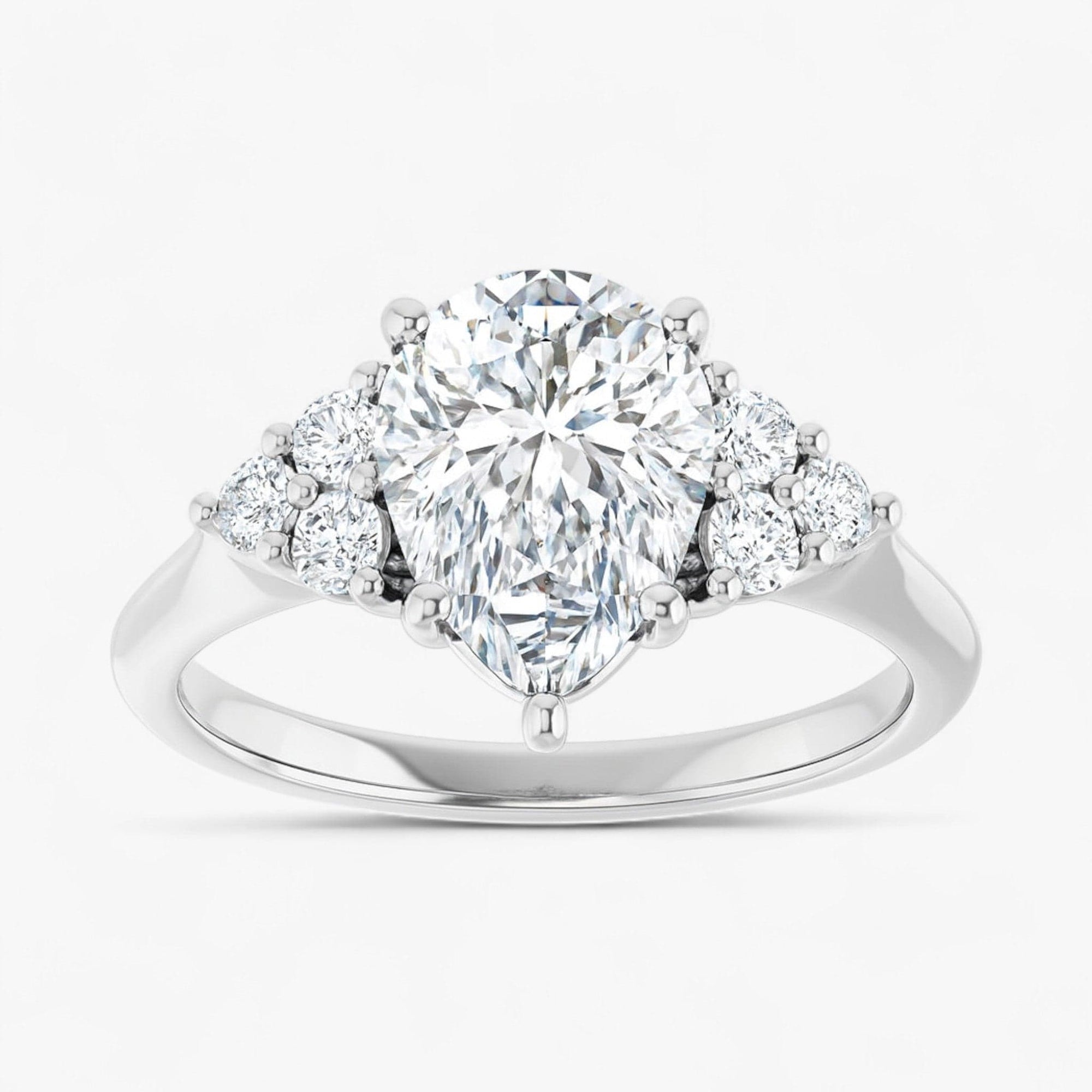 The Side Cluster Engagement Ring | Pear